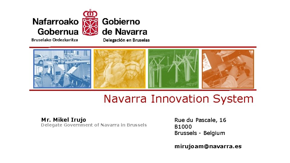 Navarra Innovation System Mr. Mikel Irujo Delegate Government of Navarra in Brussels Rue du