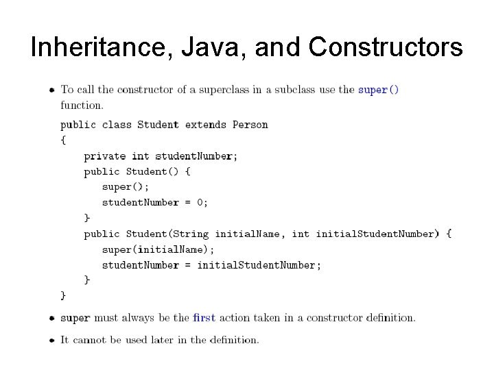 Inheritance, Java, and Constructors 