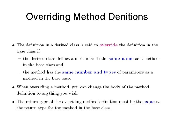 Overriding Method Denitions 
