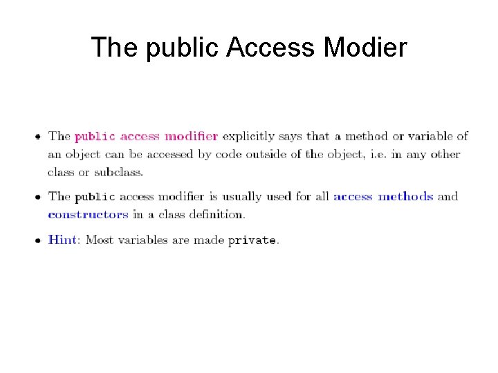 The public Access Modier 