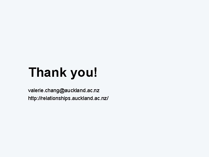 Thank you! valerie. chang@auckland. ac. nz http: //relationships. auckland. ac. nz/ 