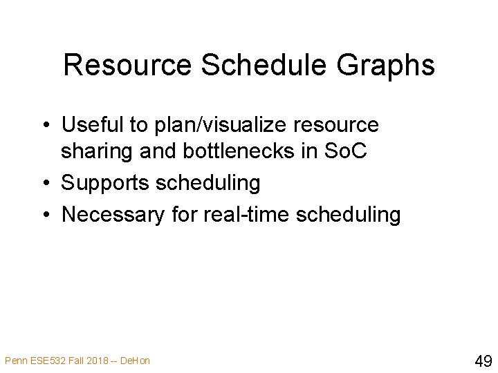 Resource Schedule Graphs • Useful to plan/visualize resource sharing and bottlenecks in So. C