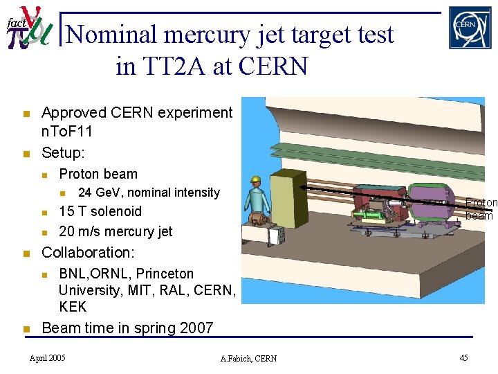 Nominal mercury jet target test in TT 2 A at CERN n n Approved