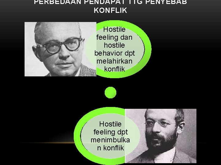 PERBEDAAN PENDAPAT TTG PENYEBAB KONFLIK Hostile feeling dan hostile behavior dpt melahirkan konflik Hostile