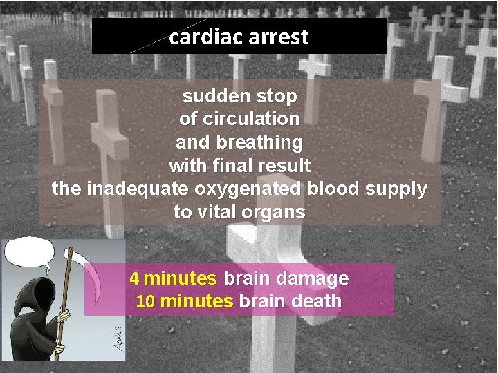 cardiac arrest sudden stop of circulation and breathing with final result the inadequate oxygenated