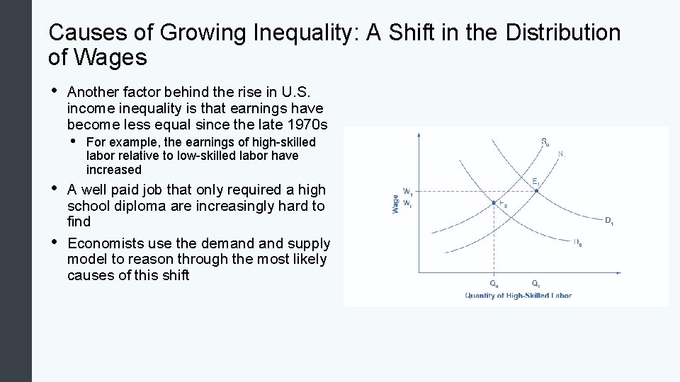 Causes of Growing Inequality: A Shift in the Distribution of Wages • Another factor
