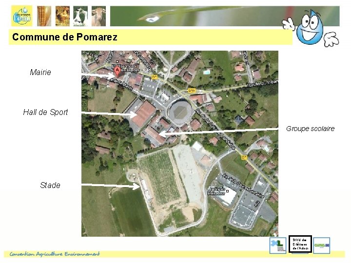 Commune de Pomarez Mairie Hall de Sport Groupe scolaire Stade SIVU des Chênaies de