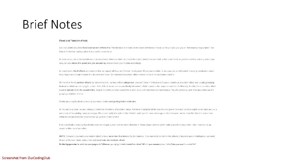 Brief Notes Screenshot from Our. Coding. Club Brief Notes Screenshot from Our. Coding. Club