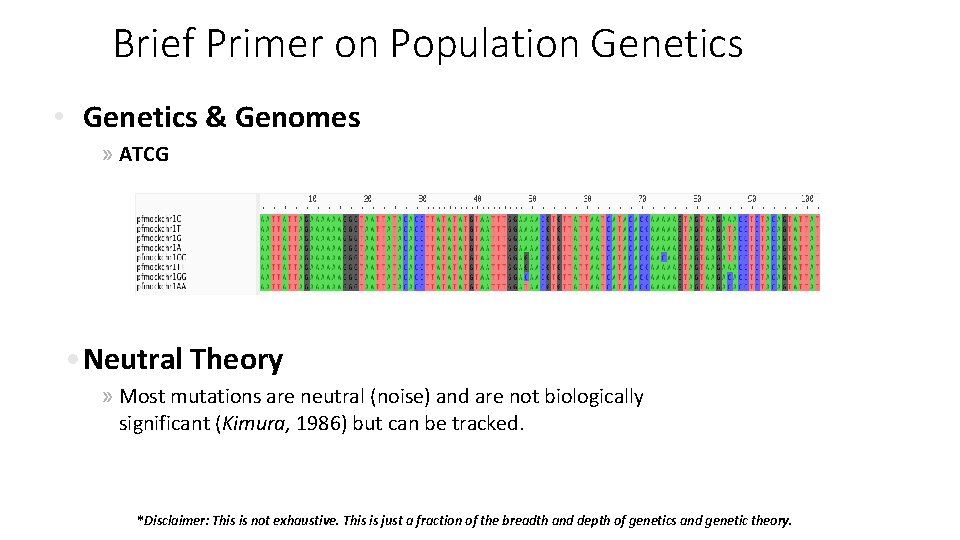Brief Primer on Population Genetics • Genetics & Genomes » ATCG • Neutral Theory Brief Primer on Population Genetics • Genetics & Genomes » ATCG • Neutral Theory