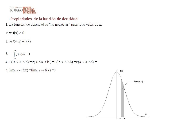 Propiedades de la función de densidad 