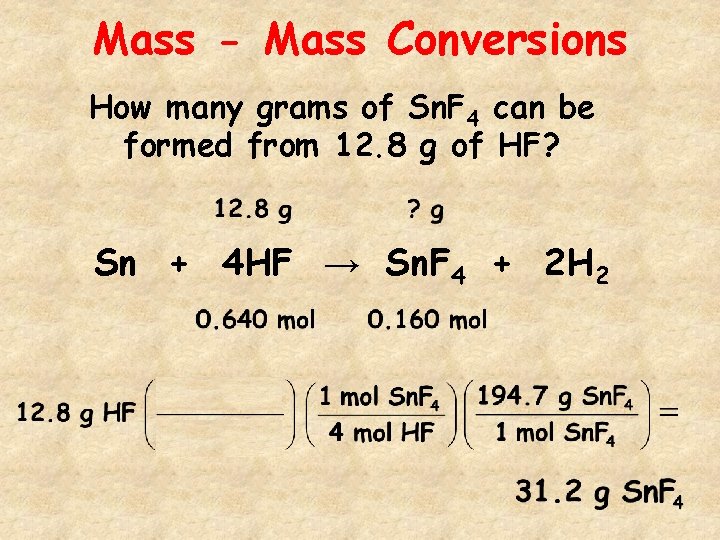 Mass - Mass Conversions How many grams of Sn. F 4 can be formed