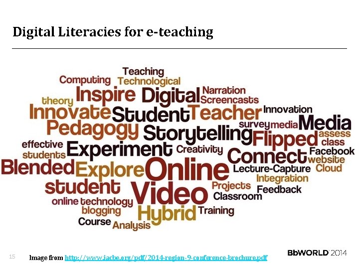 Digital Literacies for e-teaching 15 Image from http: //www. iacbe. org/pdf/2014 -region-9 -conference-brochure. pdf