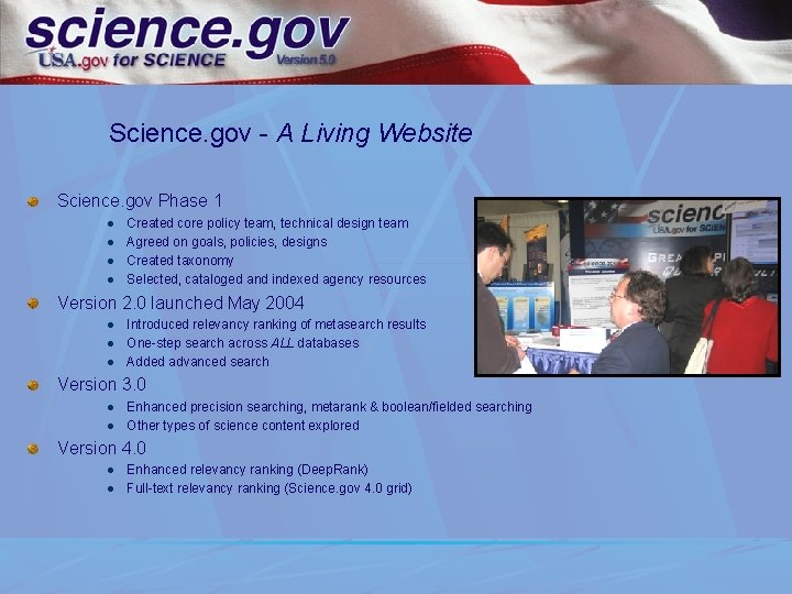 Science. gov - A Living Website Science. gov Phase 1 l l Created core