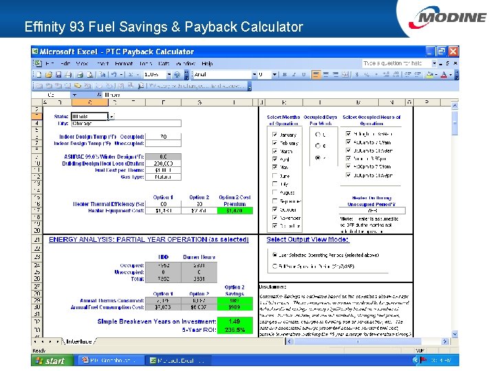 Effinity 93 Fuel Savings & Payback Calculator 