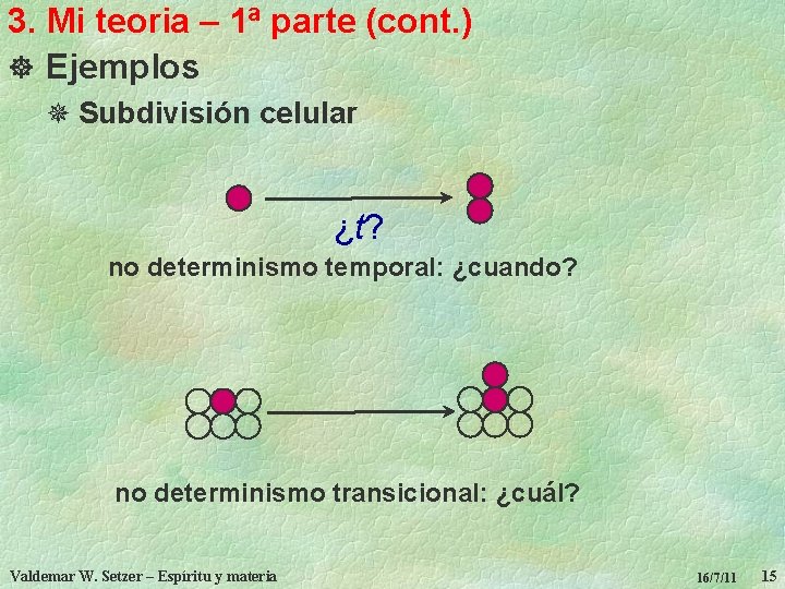 3. Mi teoria – 1ª parte (cont. ) ] Ejemplos ¯ Subdivisión celular ¿t?