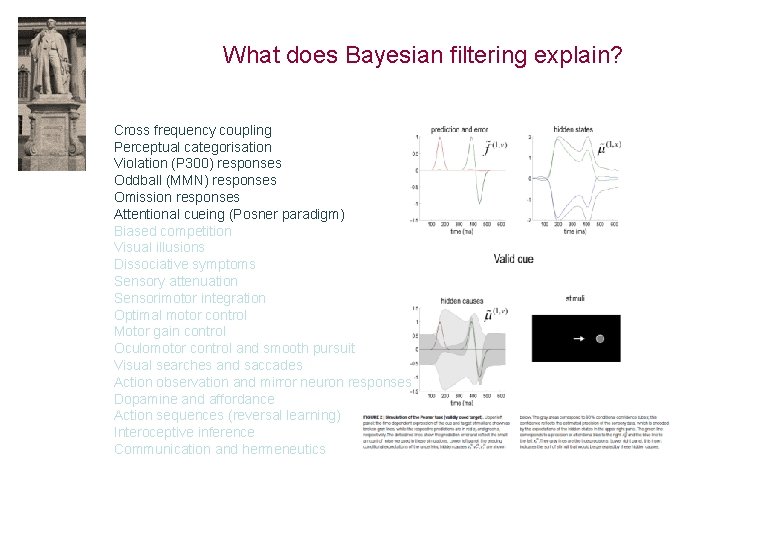 What does Bayesian filtering explain? Cross frequency coupling Perceptual categorisation Violation (P 300) responses
