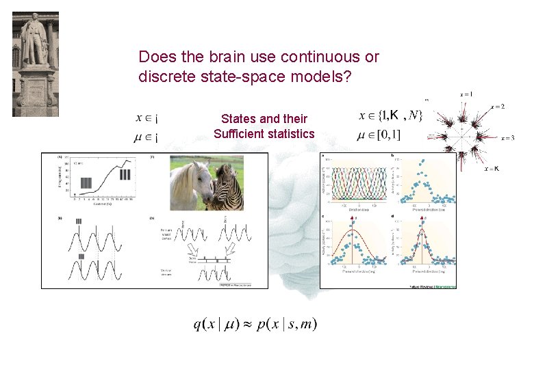 Does the brain use continuous or discrete state-space models? States and their Sufficient statistics