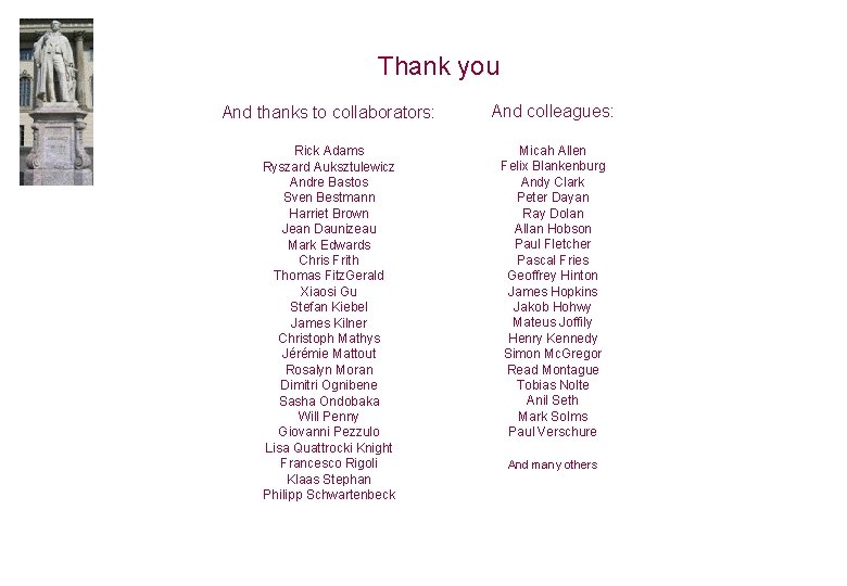 Thank you And thanks to collaborators: And colleagues: Rick Adams Ryszard Auksztulewicz Andre Bastos