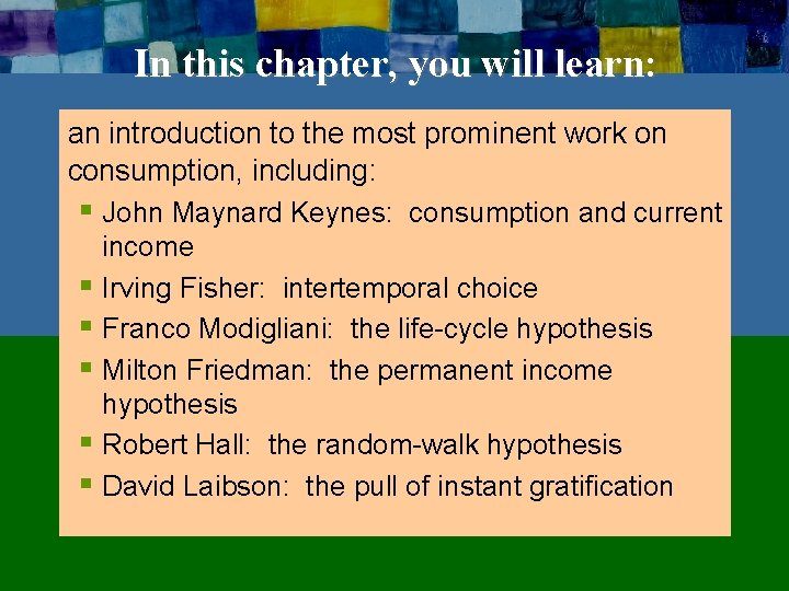 In this chapter, you will learn: an introduction to the most prominent work on