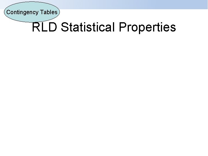 Contingency Tables RLD Statistical Properties 