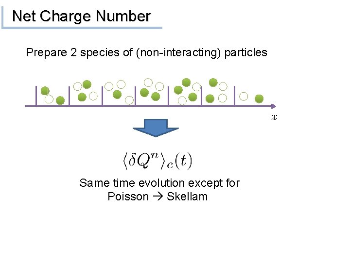 Net Charge Number Prepare 2 species of (non-interacting) particles Same time evolution except for