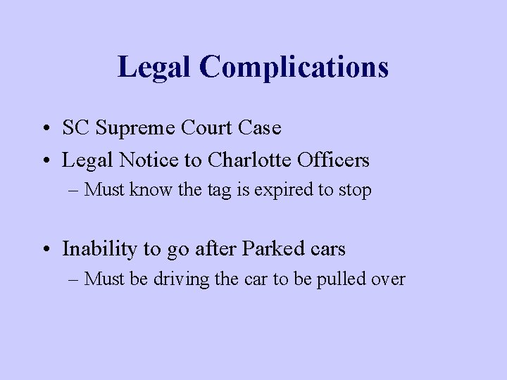 Legal Complications • SC Supreme Court Case • Legal Notice to Charlotte Officers –