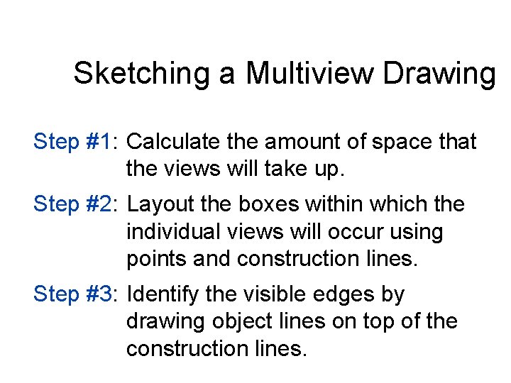 Sketching a Multiview Drawing Step #1: Calculate the amount of space that the views