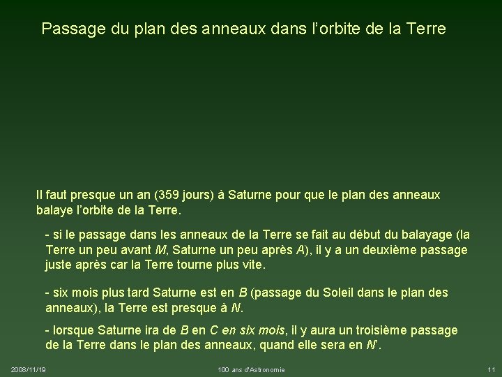 Passage du plan des anneaux dans l’orbite de la Terre Il faut presque un