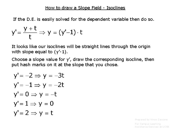 How to draw a Slope Field - Isoclines If the D. E. is easily