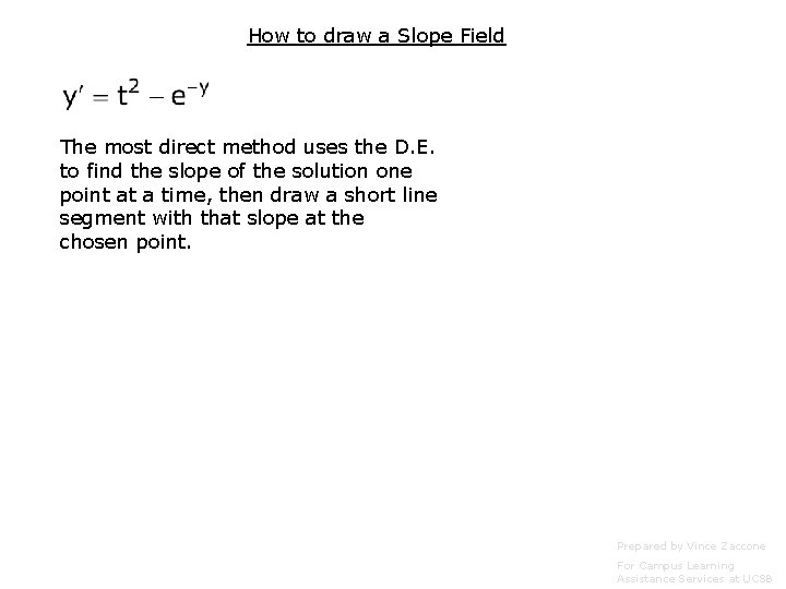 How to draw a Slope Field The most direct method uses the D. E.