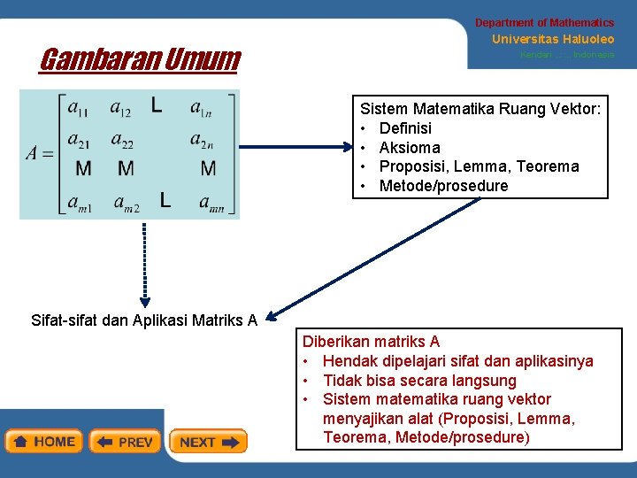 Department of Mathematics Gambaran Umum Universitas Haluoleo Kendari. . : : . . Indonesia