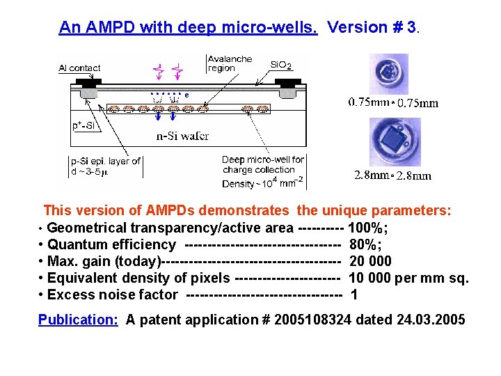 An AMPD with deep micro-wells. Version # 3. This version of AMPDs demonstrates the