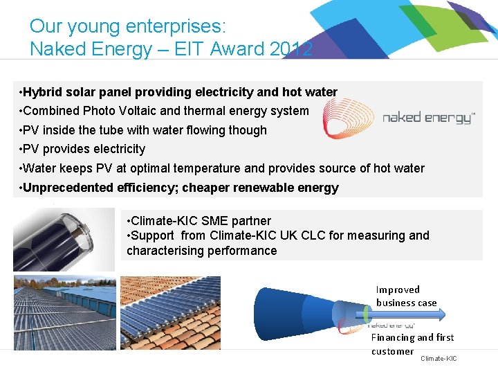 Our young enterprises: Naked Energy – EIT Award 2012 • Hybrid solar panel providing