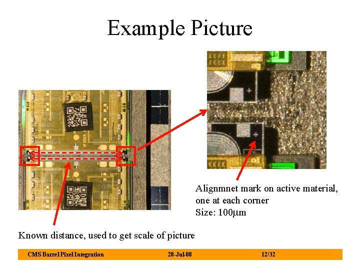 Example Picture Alignmnet mark on active material, one at each corner Size: 100 mm