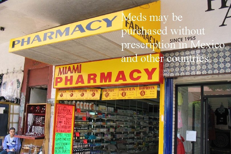 Meds may be purchased without prescription in Mexico and other countries. 