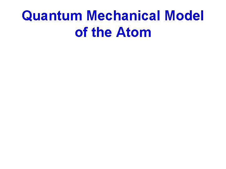Quantum Mechanical Model of the Atom 