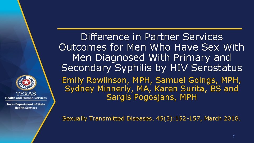 Difference in Partner Services Outcomes for Men Who Have Sex With Men Diagnosed With