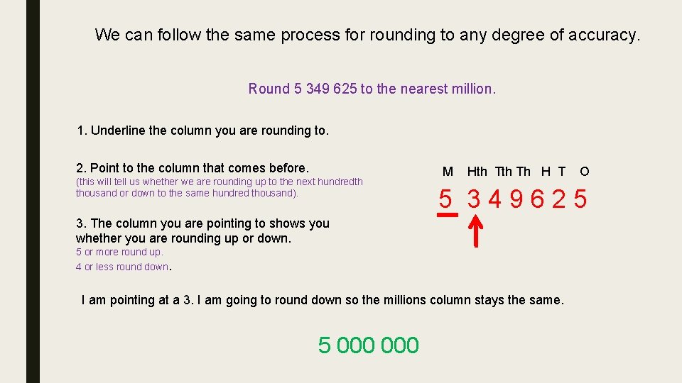 We can follow the same process for rounding to any degree of accuracy. Round