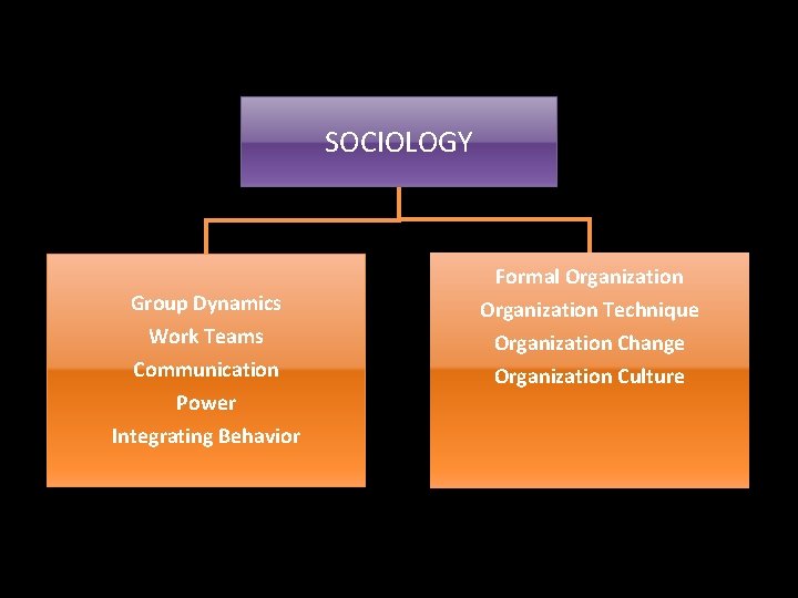 SOCIOLOGY Group Dynamics Work Teams Communication Power Integrating Behavior Formal Organization Technique Organization Change