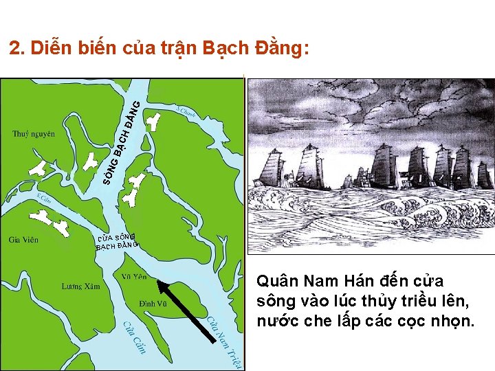 SÔ NG BẠ C HĐ ẰN G 2. Diễn biến của trận Bạch Đằng: