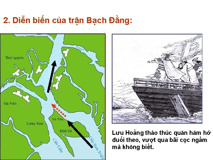 2. Diễn biến của trận Bạch Đằng: Lưu Hoằng tháo thúc quân hăm hở