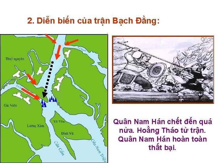 2. Diễn biến của trận Bạch Đằng: Quân Nam Hán chết đến quá nửa.