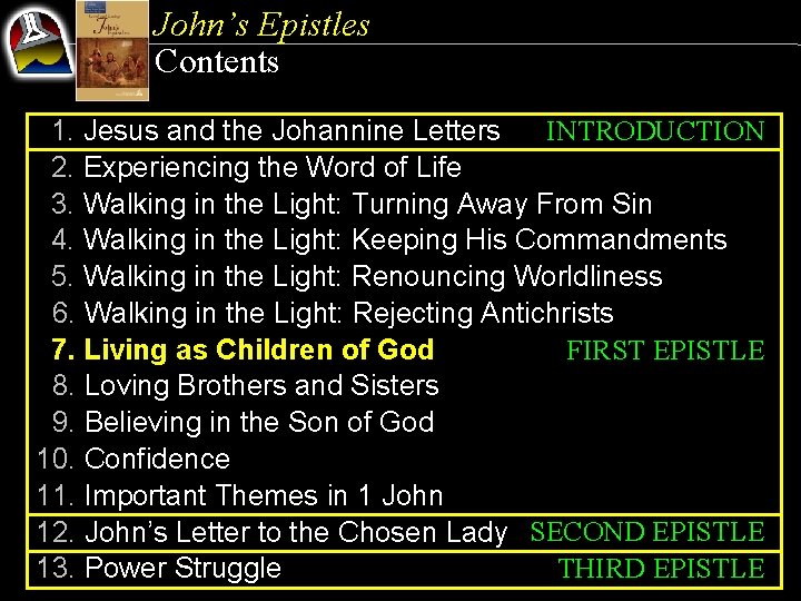 John’s Epistles Contents INTRODUCTION 1. Jesus and the Johannine Letters 2. Experiencing the Word