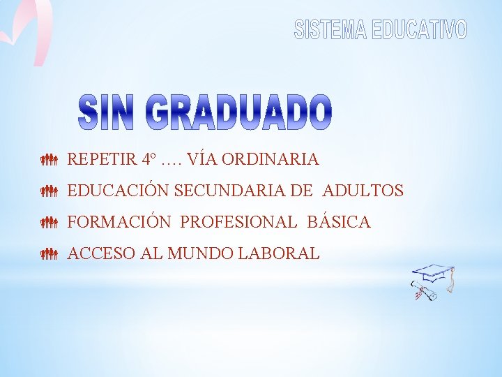  REPETIR 4º …. VÍA ORDINARIA EDUCACIÓN SECUNDARIA DE ADULTOS FORMACIÓN PROFESIONAL BÁSICA ACCESO