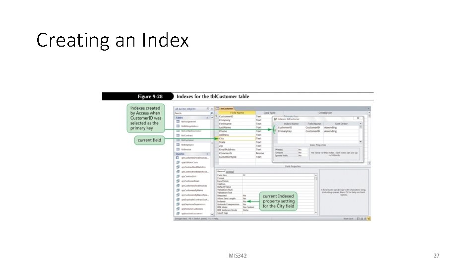 Creating an Index MIS 342 27 