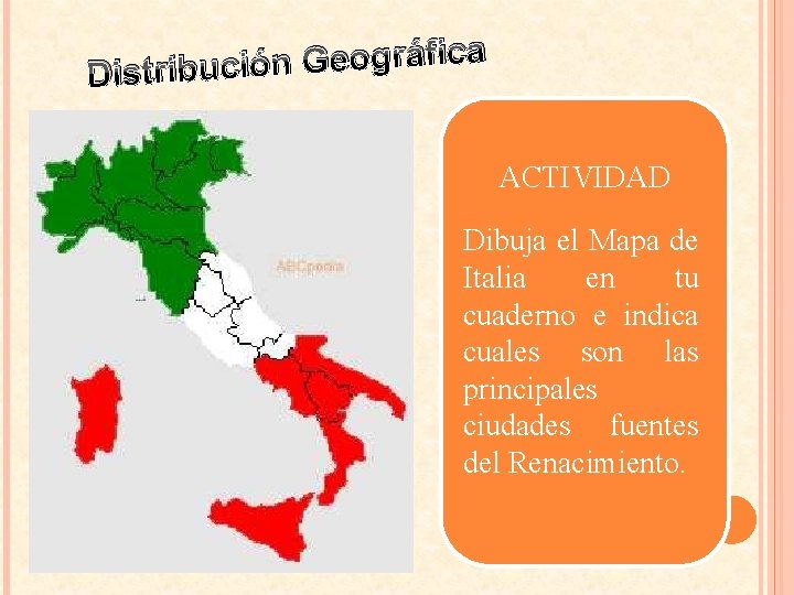 a c i f á r g o e G n Distribució ACTIVIDAD Dibuja