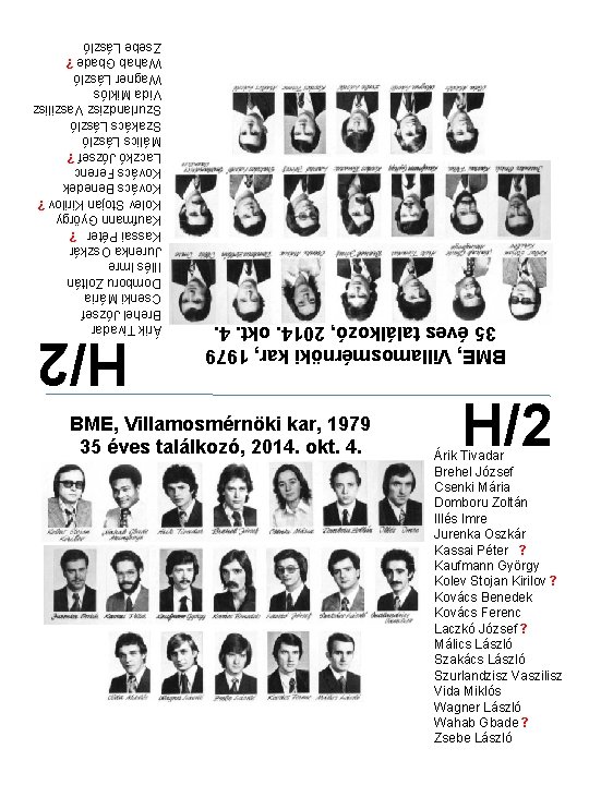 BME, Villamosmérnöki kar, 1979 35 éves találkozó, 2014. okt. 4. Árik Tivadar Brehel József BME, Villamosmérnöki kar, 1979 35 éves találkozó, 2014. okt. 4. Árik Tivadar Brehel József