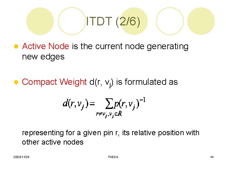 ITDT (2/6) l Active Node is the current node generating new edges l Compact