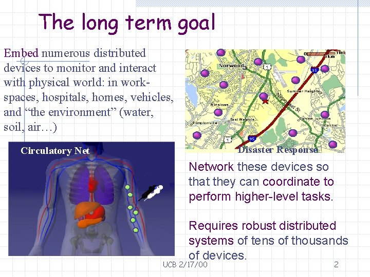 The long term goal Embed numerous distributed devices to monitor and interact with physical