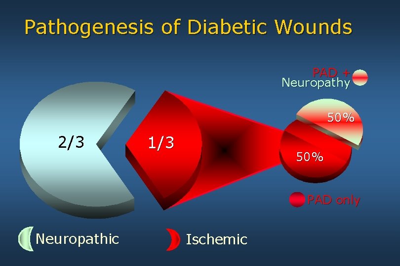 Pathogenesis of Diabetic Wounds PAD + Neuropathy 50% 2/3 1/3 50% PAD only Neuropathic